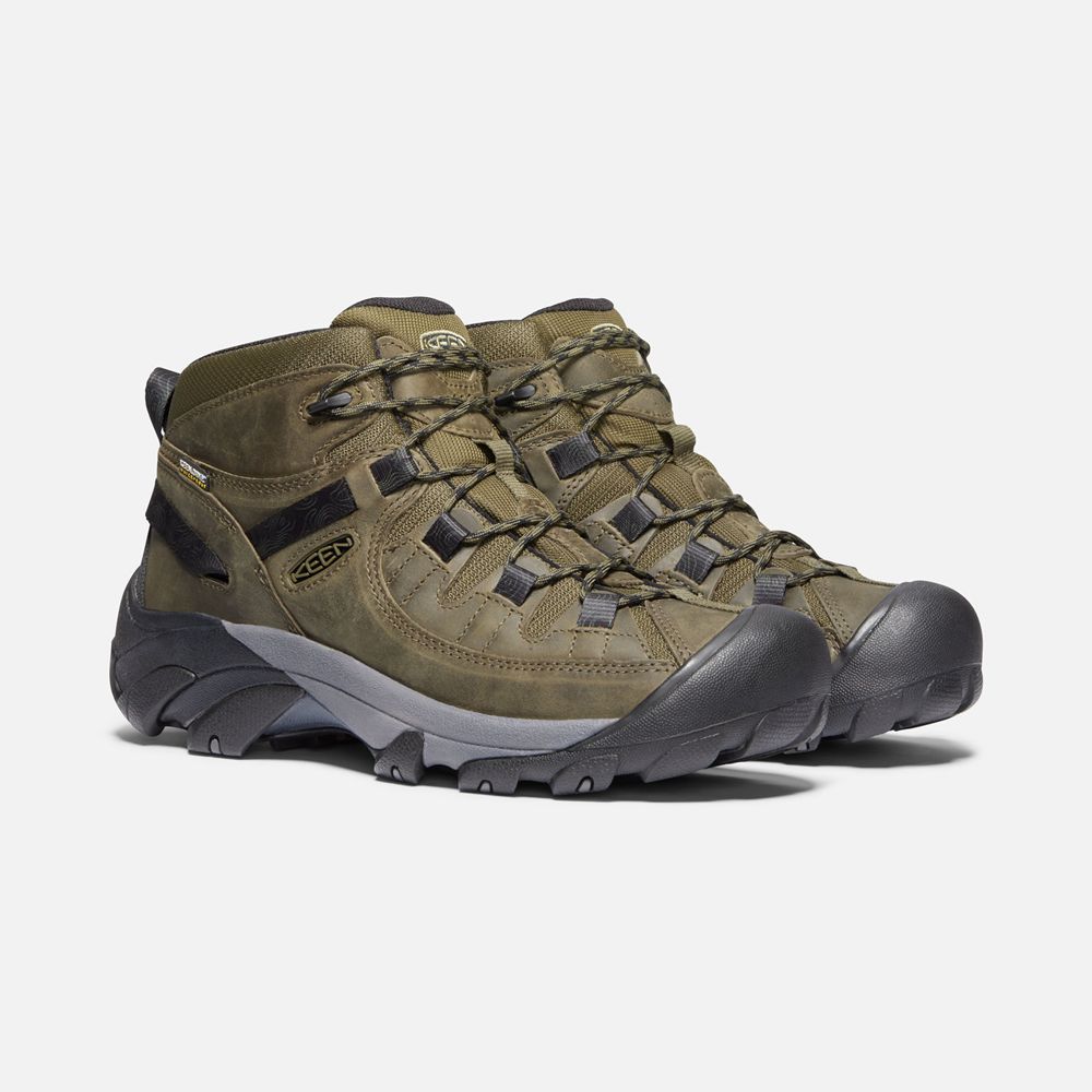 Botas de Seguridad Keen Mexico Verde Oliva/Negros - Hombre Targhee Ii Waterproof Mid - ZH4218563